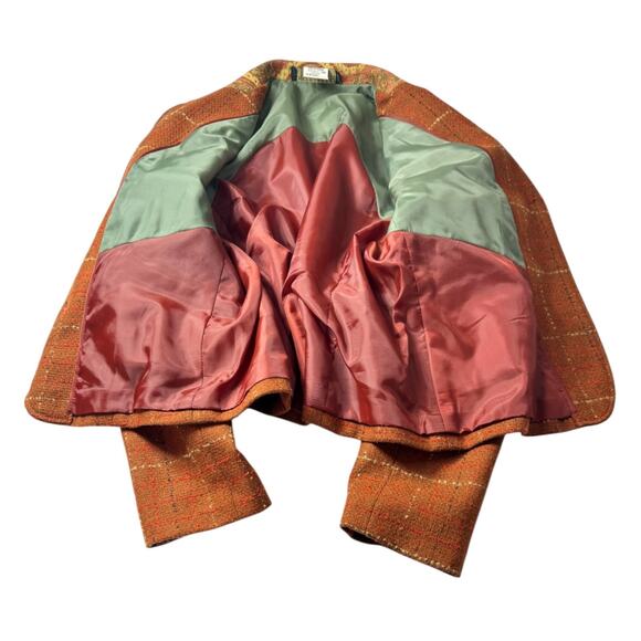 Vintage Harve Benard Wool Blazer Jacket 14P Plaid Elbow Patches Academia Prep - Picture 6 of 10